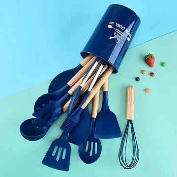 12-Piece Silicone Kitchen Utensils Set – Heat Resistant & Non-Stick