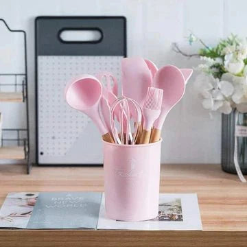 12-Piece Silicone Kitchen Utensils Set – Heat Resistant & Non-Stick