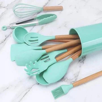 12-Piece Silicone Kitchen Utensils Set – Heat Resistant & Non-Stick