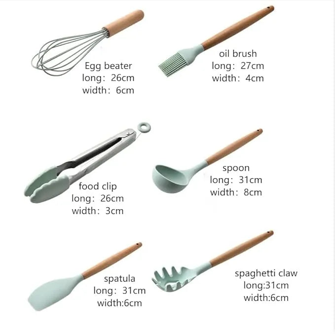 12-Piece Silicone Kitchen Utensils Set – Heat Resistant & Non-Stick