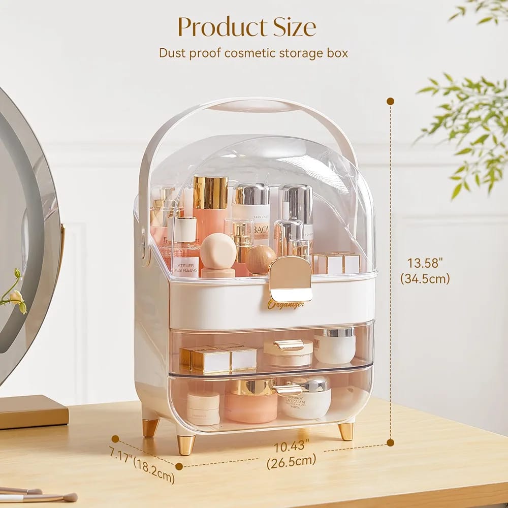 Makeup Organizer with Lid – Dustproof Cosmetics & Skincare Organizer