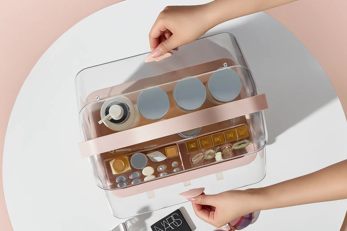Premium Makeup Organizer with Double-Side Glass Slide