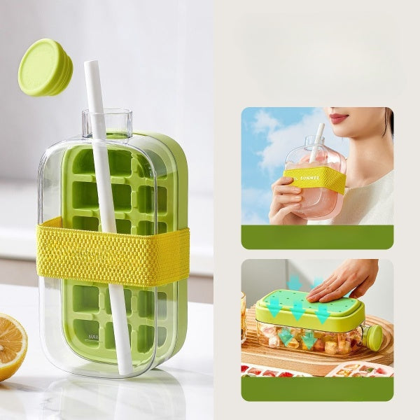 2-in-1 Water Bottle & Ice Mold – BPA-Free Leak-Proof Design