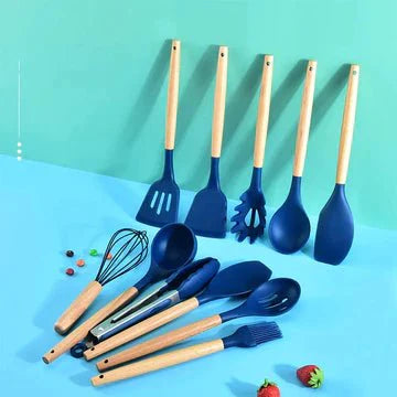 12-Piece Silicone Kitchen Utensils Set – Heat Resistant & Non-Stick