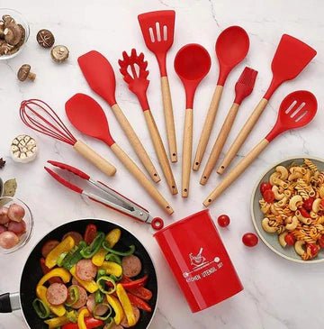 12-Piece Silicone Kitchen Utensils Set – Heat Resistant & Non-Stick