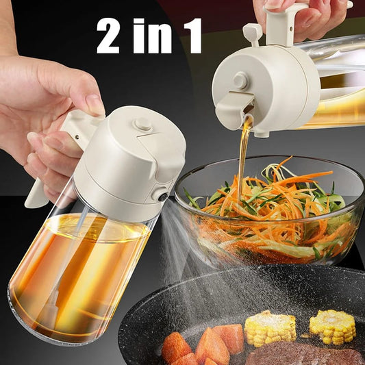 2-in-1 Glass Oil Dispenser & Spray Bottle – Precision Pour & Mist Spray