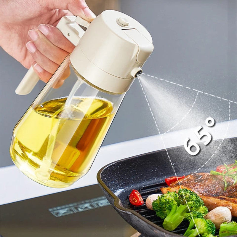 2-in-1 Glass Oil Dispenser & Spray Bottle – Precision Pour & Mist Spray