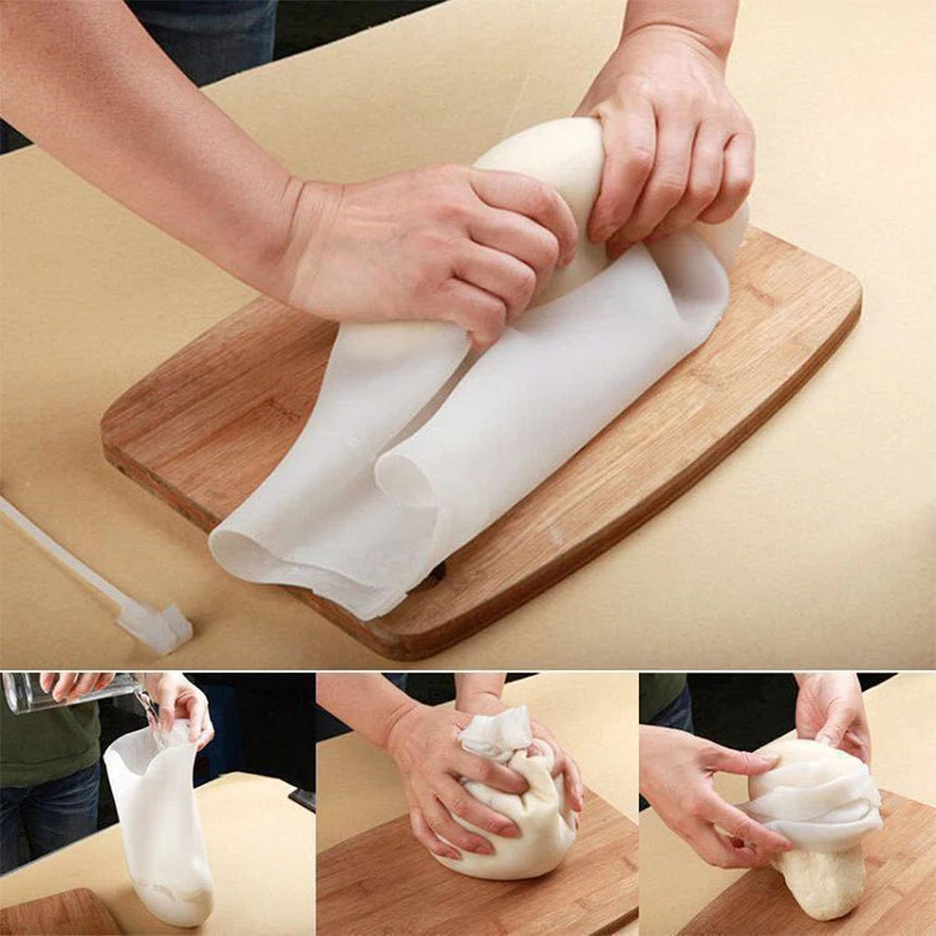 Silicone Dough Prep Duo — Reusable Flour Mixing Bag & Non-Slip Rolling Mat