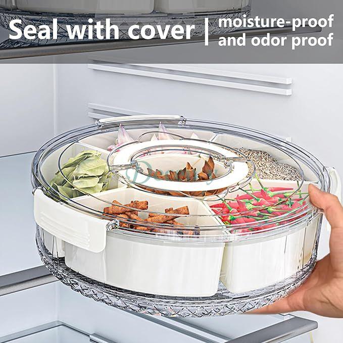 6-Grid Rotating Snack Box – Multi-Compartment Organizer with Lid