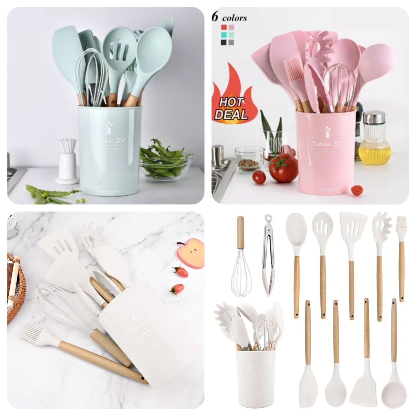 12-Piece Silicone Kitchen Utensils Set – Heat Resistant & Non-Stick