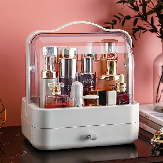 Premium Makeup Organizer with Double-Side Glass Slide