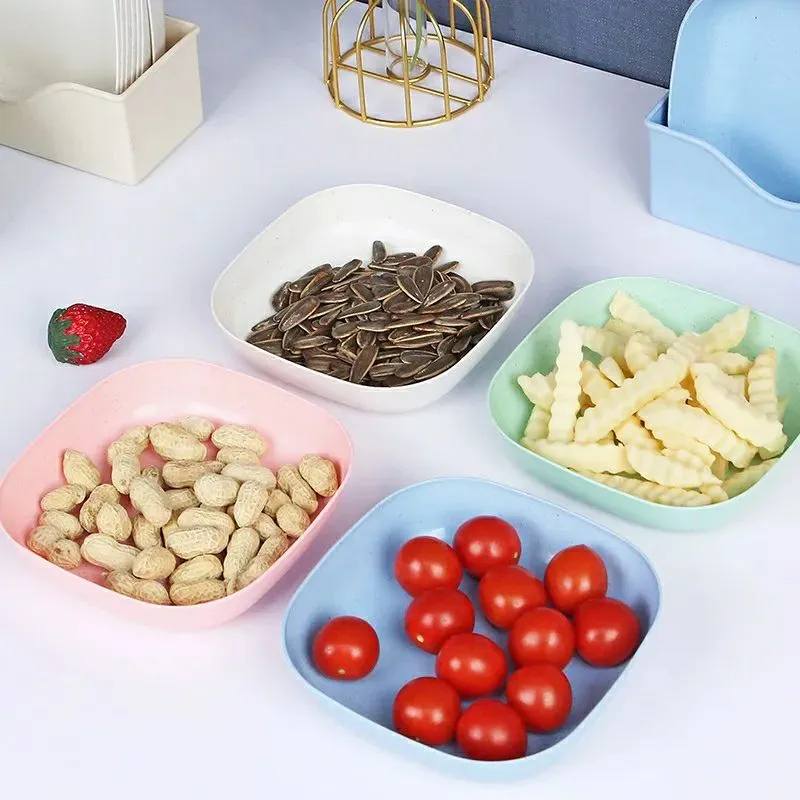 10-Piece Plastic Plate Set with Holder – Stackable Kitchen Dinnerware