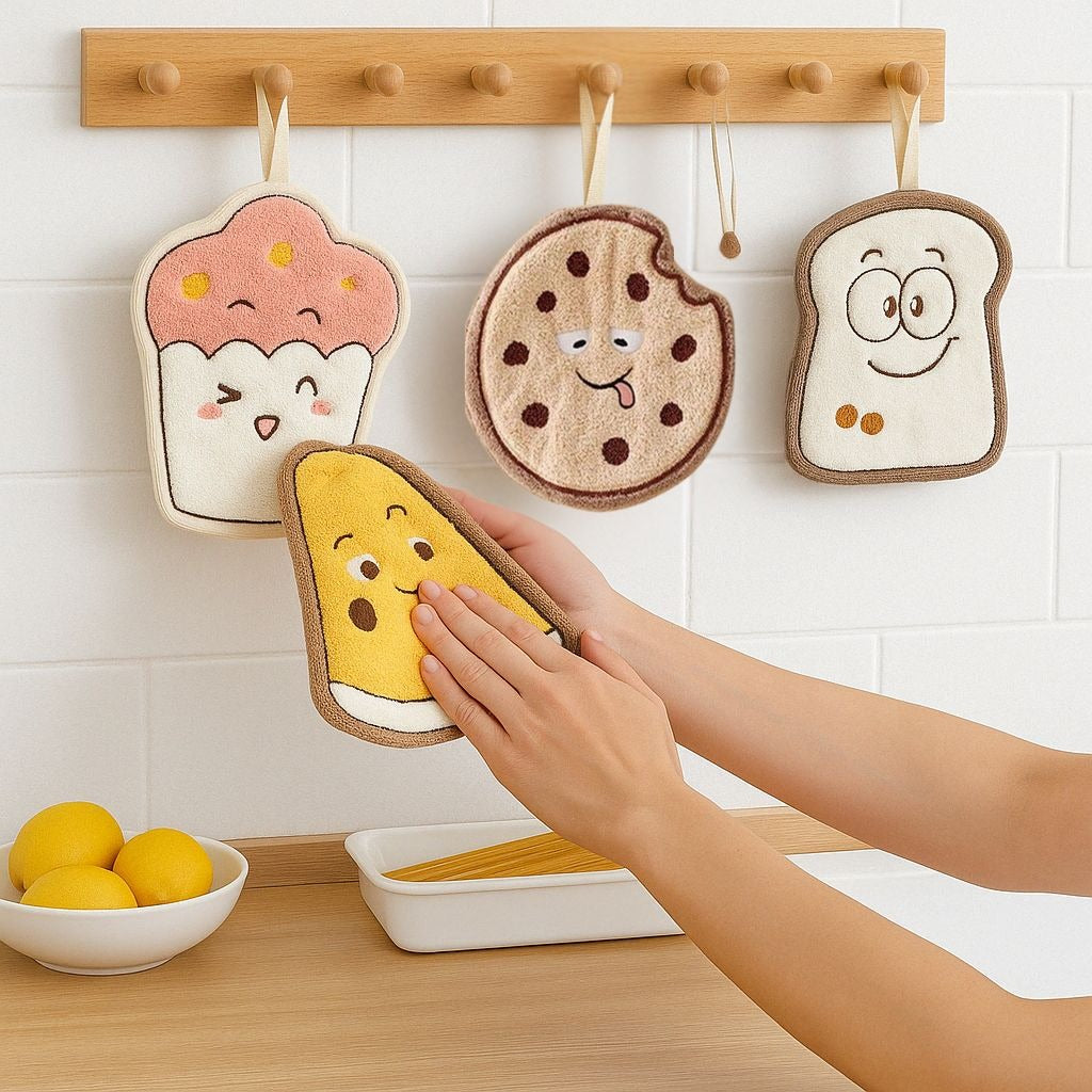 5-Piece Cute Cartoon Kitchen Towel Set – Soft, Absorbent & Random Designs