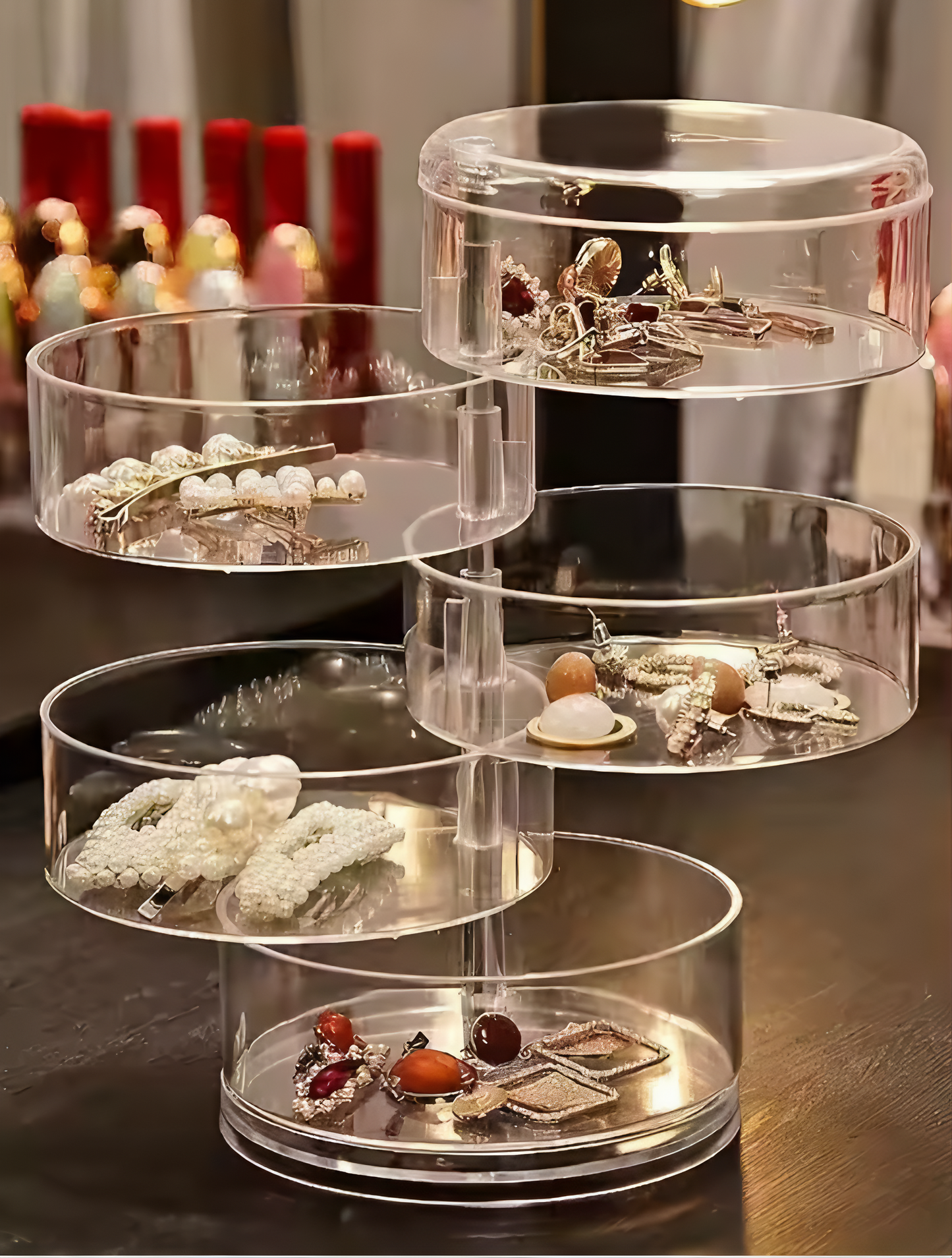Rotating Jewelry Organizer 360° – Transparent - 5 layer