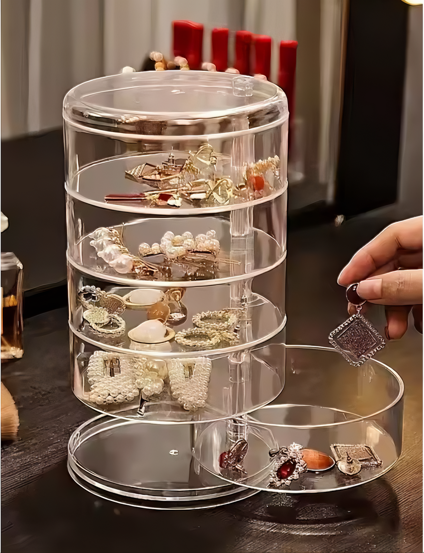 Rotating Jewelry Organizer 360° – Transparent - 5 layer