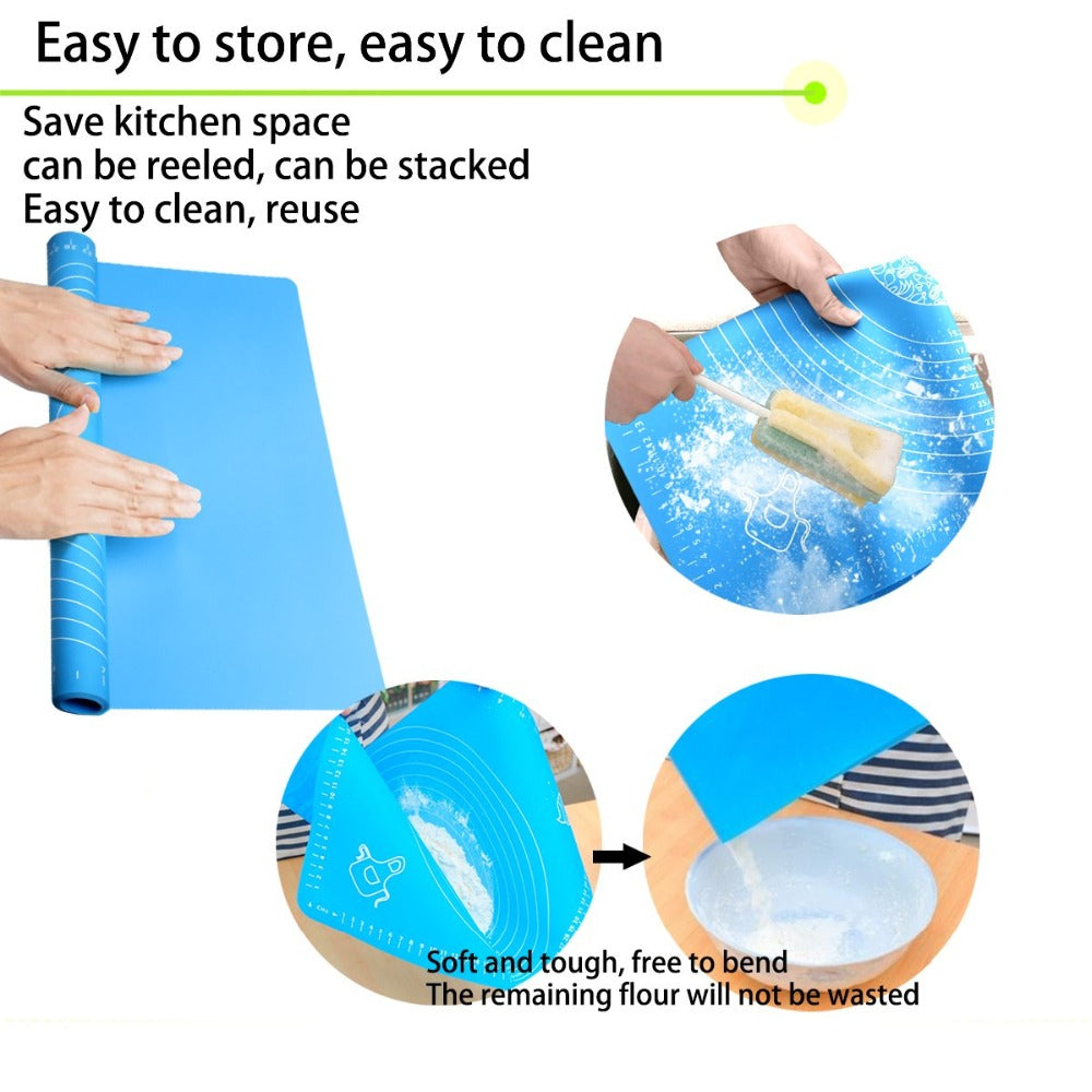 Silicone Dough Prep Duo — Reusable Flour Mixing Bag & Non-Slip Rolling Mat